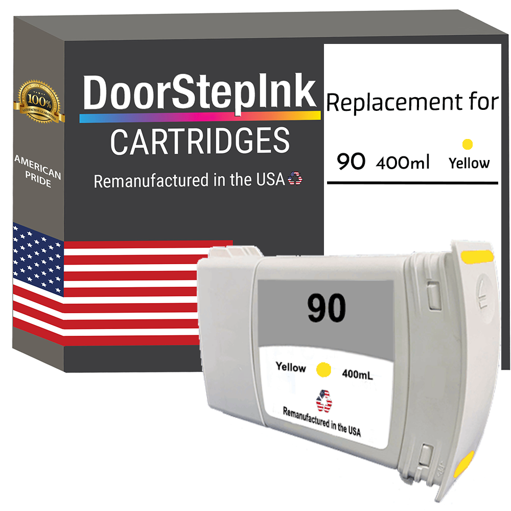 DoorStepInk Remanufactured in the USA Ink Cartridge for HP 90 400mL (C5065A) Yellow