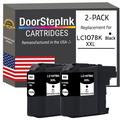 DoorStepInk Brand for Brother LC107BK XXL Super High Yield Black Twin Pack Remanufactured in the USA Ink Cartridge,  LC-107BK