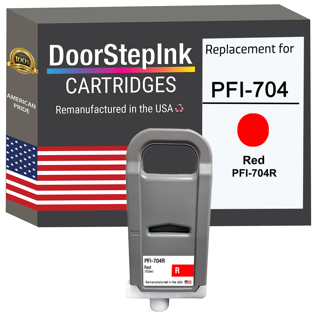 DoorStepInk Remanufactured in the USA Ink Cartridge for Canon PFI-704 700mL Red PFI-704R