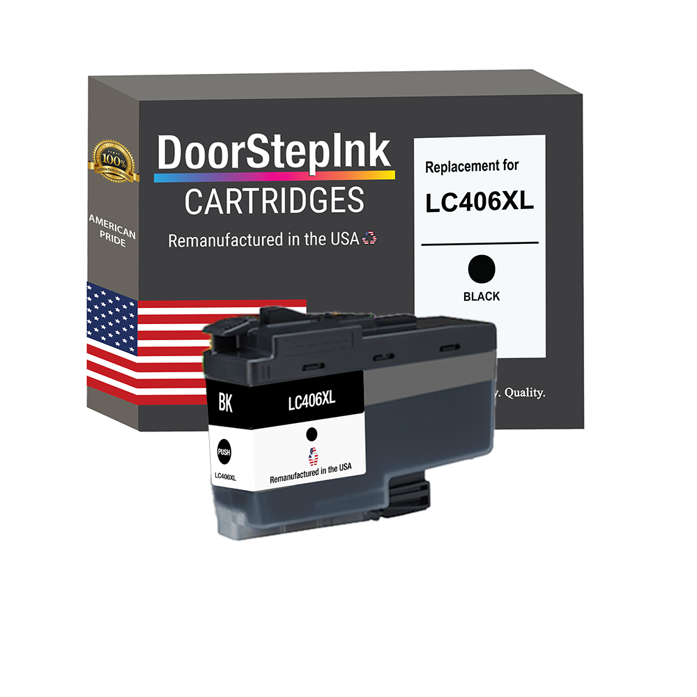 DoorStepInk Brand for Brother LC406XL Black High Yield Ink Cartridge Remanufactured in USA Ink Cartridge, LC406XLBK